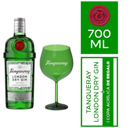 Gin TANQUERAY London Dry Botella 750ml + Copa Acrílica
