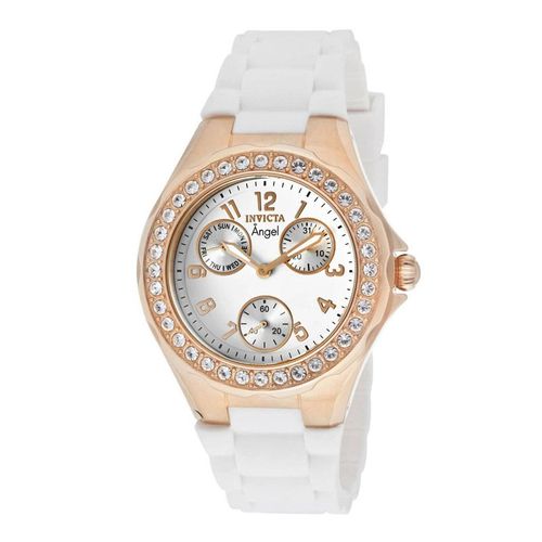 Reloj Invicta Angel Acero Oro Rosa y Silicona Blanca 1646 INV-M-1
