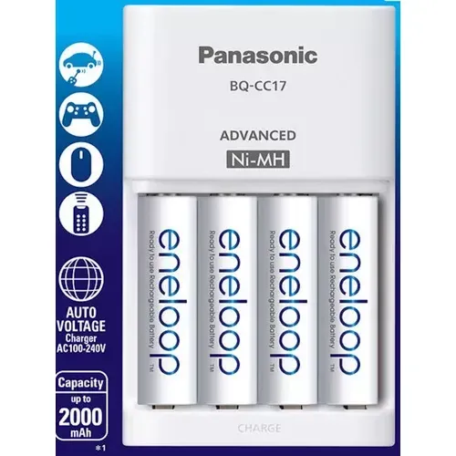 Panasonic Eneloop 4 Pilas AA Recargable y Cargador 2000mah (x4)