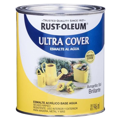 Pintura Brochable Rust Oleum Ultra Cover al Agua Amarillo Sol 946 ml