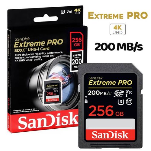 Tarjeta de Memoria Sandisk 256gb Extreme Pro Sd 200mb/s