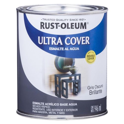 Pintura Brochable Rust Oleum Ultra Cover al Agua Gris Oscuro 946 ml