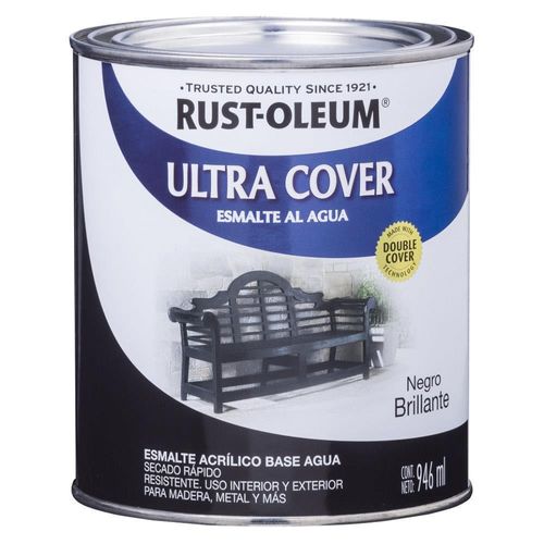 Pintura Brochable Rust Oleum Ultra Cover al Agua Negro 946 ml