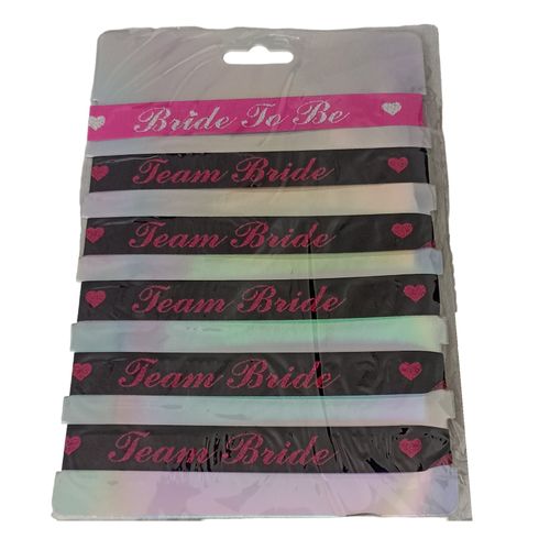 Set x 6 pulseras para novia y el team bride despedida de soltera fucsia y negro - copy
