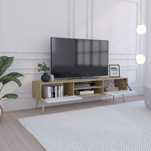 Mesa Para Tv 180 Huna - Macadamia/Blanco