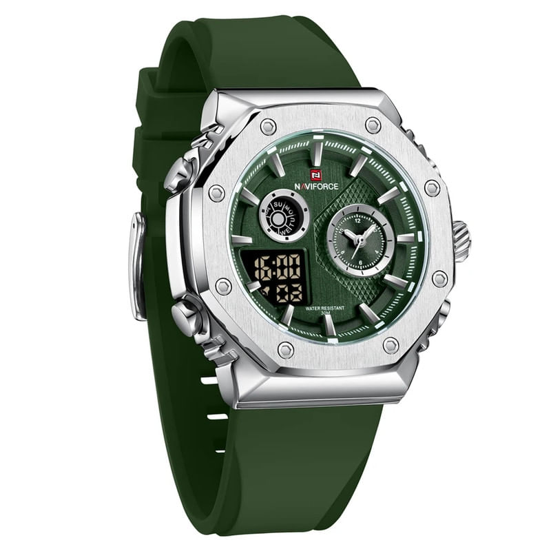 Reloj Naviforce Acero y correa de Silicona Verde NAV-95 Shopstar
