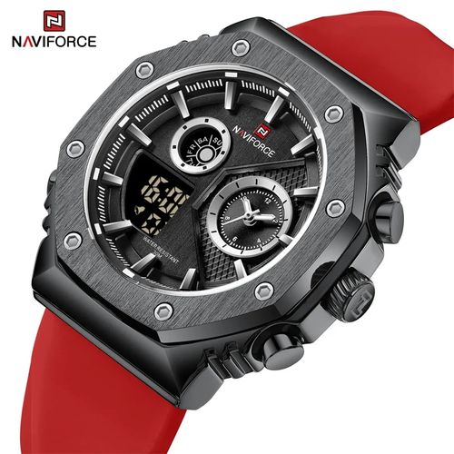 Reloj Naviforce Acero y correa de Silicona Roja NAV-98