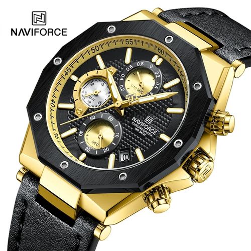 Reloj Naviforce Acero y correa de Cuero Negro NAV-105