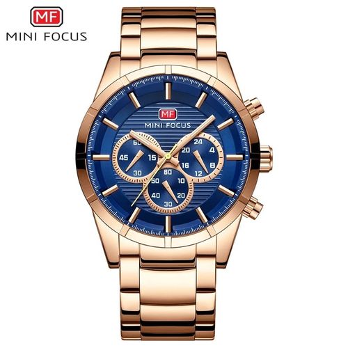 Reloj MiniFocus Acero Oro Rosa y Azul MIN-30