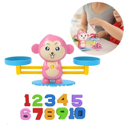 Juego Didácticos Para Niños Modelo Balanza Mono Rosado