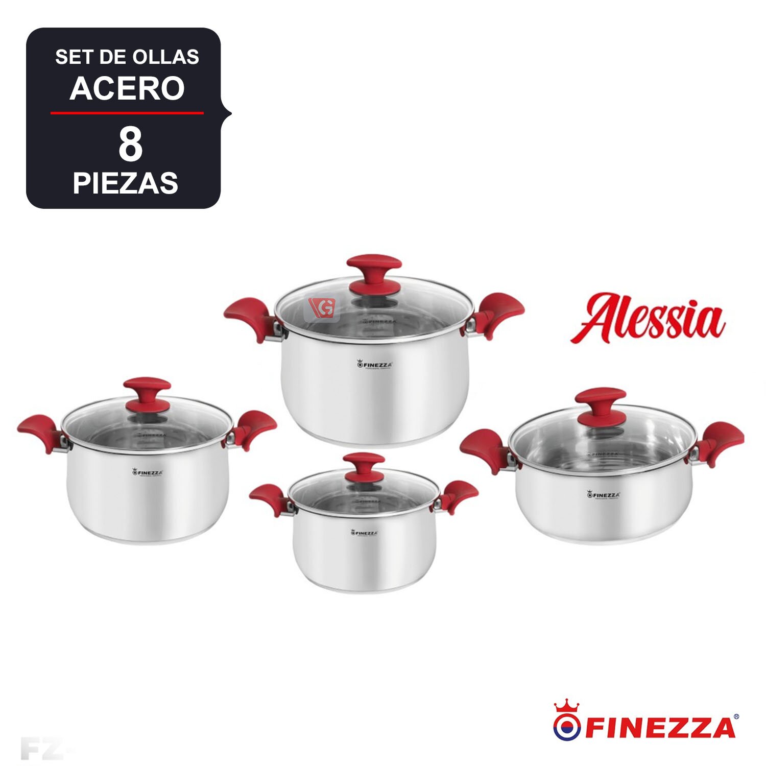 Set de Ollas Antiadherentes Finezza FZ-1655T Rojo