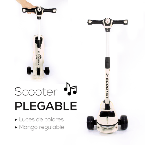 SCOOTER PLEGABLE PARA NIÑOS CON LUCES Y MUSICAL BLANCO - copy