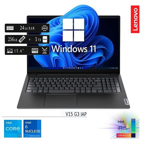 Laptop Nueva Lenovo V15 G3 IAP Core I3 12va Gen 24GB RAM 256GB SSD  1TB HDD
