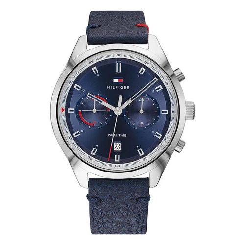 Reloj Tommy Hilfiger Plateado Con Azul 1791728 TOMF-25