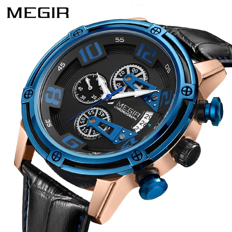 Reloj-Megir-Acero-Oro-Rosa-Azul-y-Cuero-Negro-MEG-39