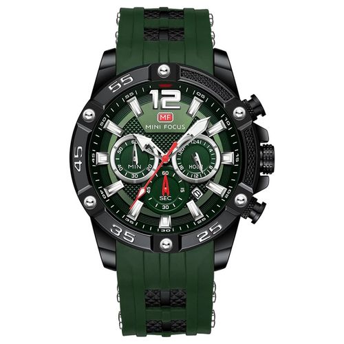 Reloj MiniFocus Acero Negro y Silicona Verde MIN-5