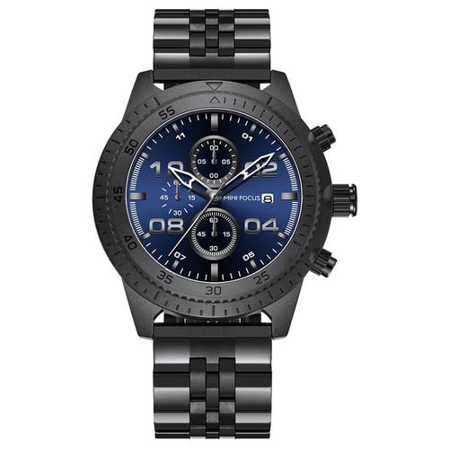 Reloj MiniFocus Acero Negro y Azul MIN-31