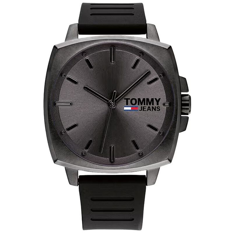 Reloj-Tommy-Hilfiger-Jeans-1791864-Para-Hombre-Acero-Inoxidable-Gunmetal-Correa-De-Silicona-Negro