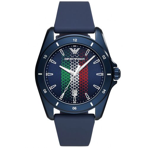 Reloj Emporio Armani Sigma Italy AR11263 Para Hombre Fecha Correa De Silicona Azul