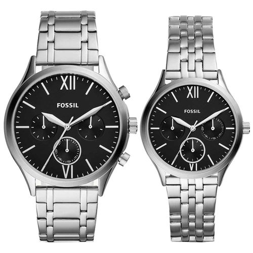 Reloj Fossil Fenmore BQ2469SET Set 2 Relojes Hombre y Mujer Plateado