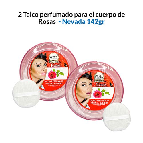 2 Talco perfumado para el cuerpo de Rosas 142g- Nevada