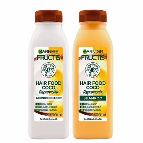 Pack Shampoo FRUCTIS Hair Food Coco Frasco 300ml + Acondicionador FRUCTIS Hair Food Coco Frasco 300ml