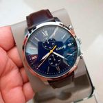 Reloj-Fossil-Townsman-FS5549-Cronometro-Correa-De-Cuero-Marron-Dial-Azul