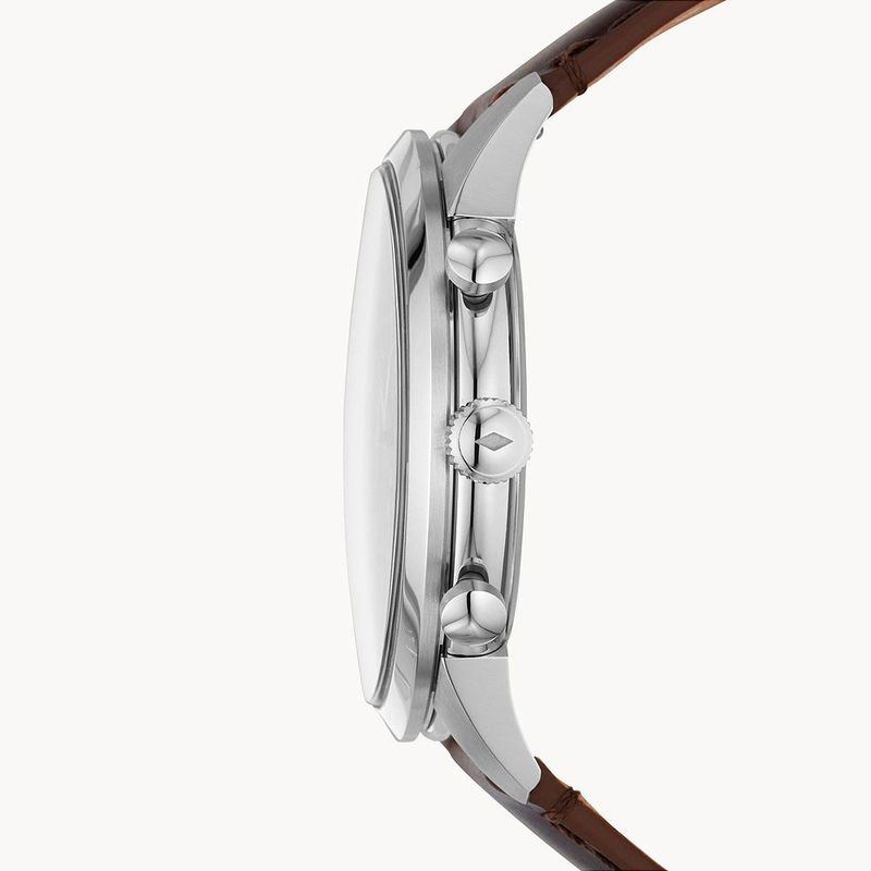 Reloj-Fossil-Townsman-FS5549-Cronometro-Correa-De-Cuero-Marron-Dial-Azul