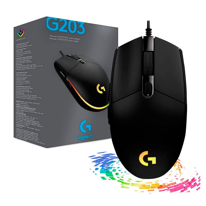 Mouse-Logitech-G203-Lightsync-RGB-Negro-