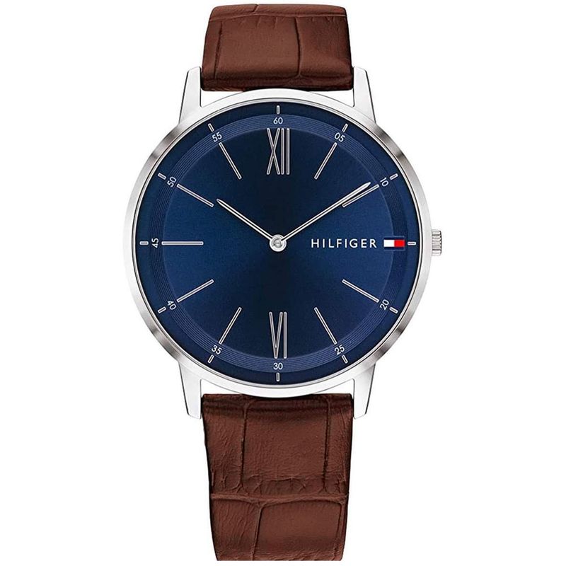 Reloj-Tommy-Hilfiger-Cooper-1791514-Correa-de-Cuero-Marron-Dial-Azul