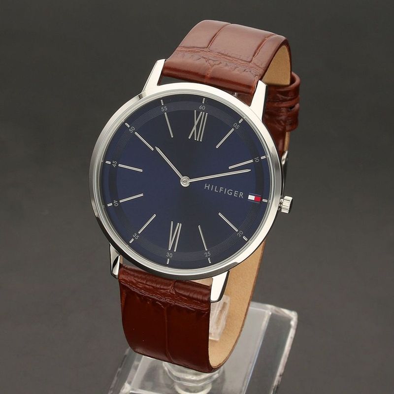 Reloj-Tommy-Hilfiger-Cooper-1791514-Correa-de-Cuero-Marron-Dial-Azul