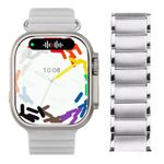 Combo-Smart-Watch-W69-Plus-Ultra-Serie-8-y-Correa-Acero-Inoxidable-Magnetico-Color-Plata