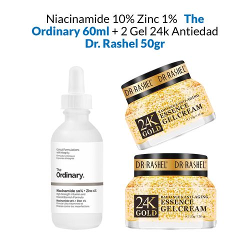 Niacinamide 10% Zinc 1% The Ordinary 60ml + 2 Gel 24k Antiedad 50gr