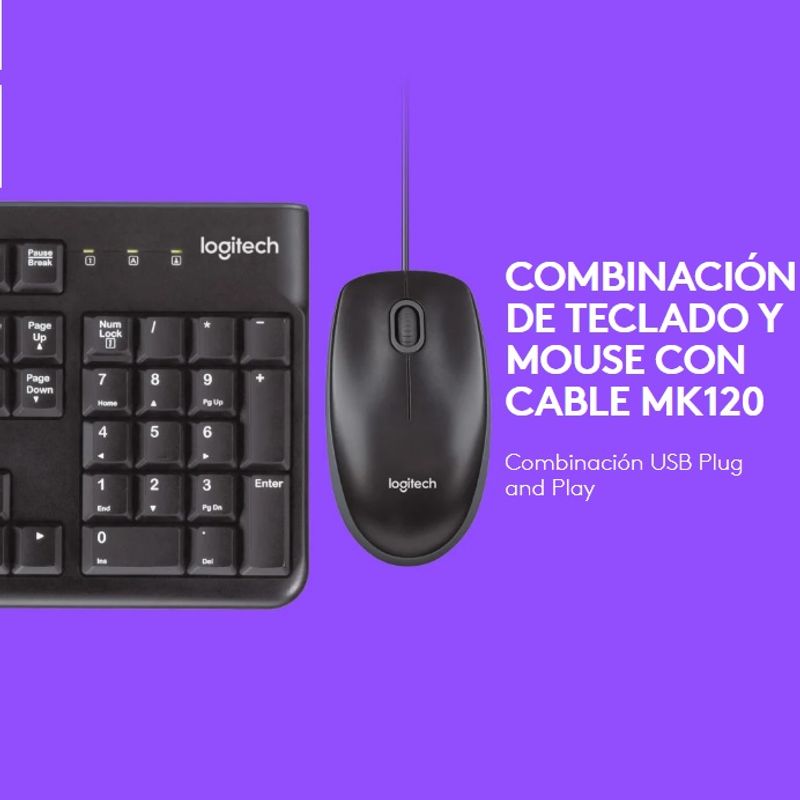 Kit-Teclado---Mouse-USB-Cable-Logitech-MK120