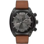 Reloj-Diesel-Overflow-DZ4317-Fecha-Cronometro-Correa-de-Cuero-Marron-Acero-Negro