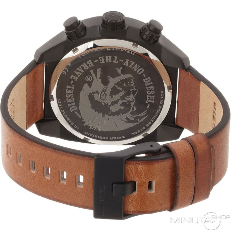 Reloj-Diesel-Overflow-DZ4317-Fecha-Cronometro-Correa-de-Cuero-Marron-Acero-Negro