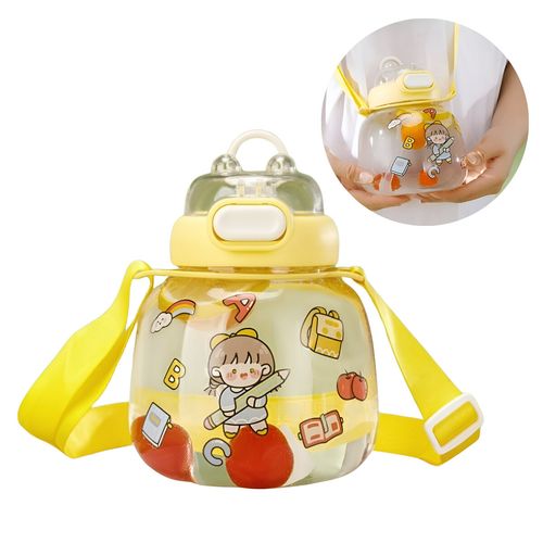 Tomatodo portátil estilo Kawai con Stickers 3d y colgador de 1200 ml Amarillo