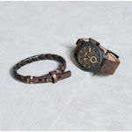 Reloj-Fossil-Machine-FS5251SET-Fecha-Cronometro-Acero-Inoxidable-con-Pulsera-de-Cuero-Marron