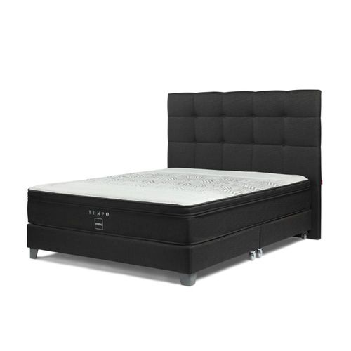 Dormitorio Americano Tempo King + Respaldo Issey + 2 Almohadas Grafito