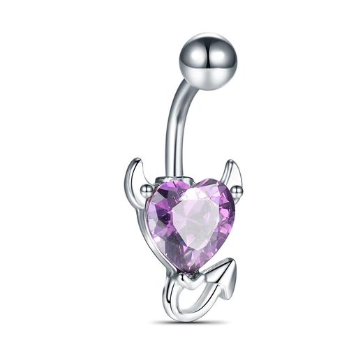 Piercing para ombligo corazón diablito morado