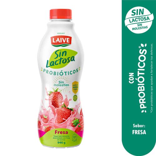 Yogurt LAIVE sin Lactosa Sabor a Fresa Botella 946g