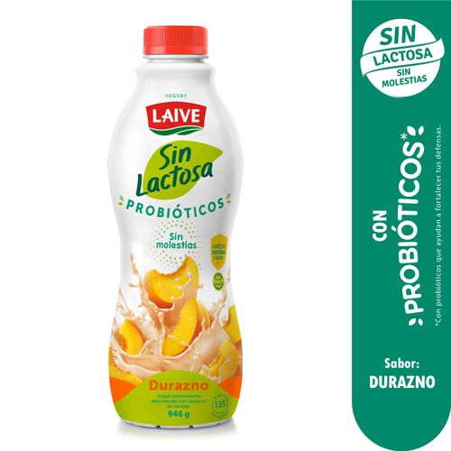 Yogurt LAIVE Sabor a Durazno sin Lactosa Botella 946g
