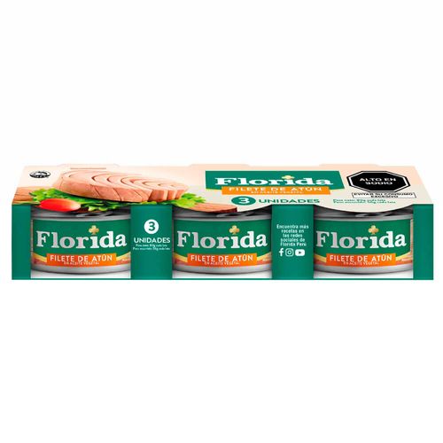 Filete de Atún en Aceite Vegetal FLORIDA Paquete 3un