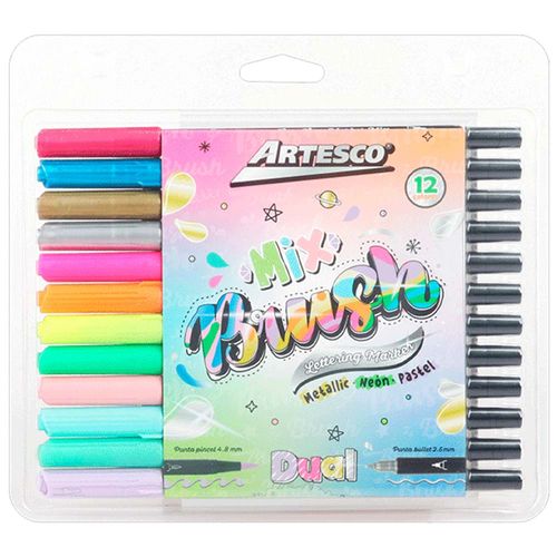 Marcador Dual ARTESCO Brush Mix Paquete 12un