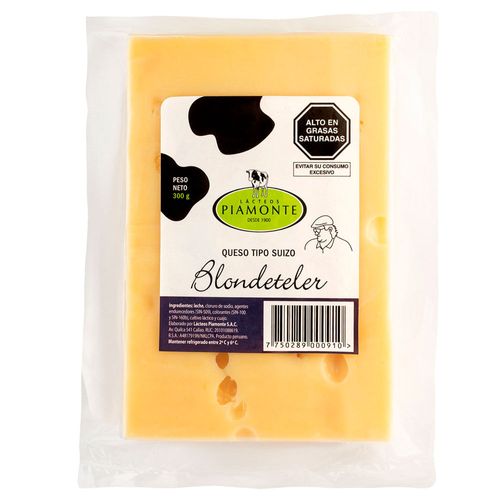 Queso Tipo Suizo Blondeteler PIAMONTE Paquete 300g