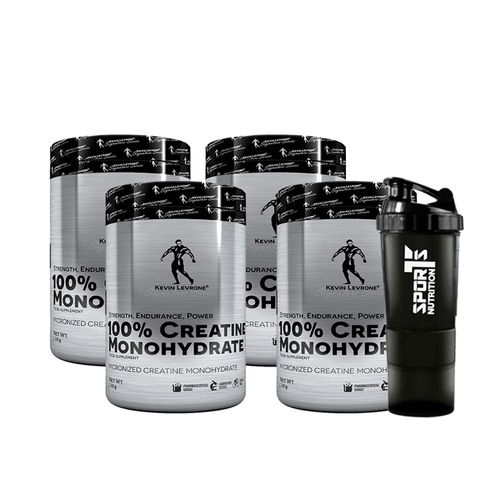 Pack 04 Creatina Monohidratada Kevin Levrone 500gr + SmartShaker