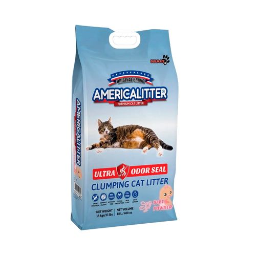 Arena America Litter Ultra Odor Seal Talco de bebé 15 Kg