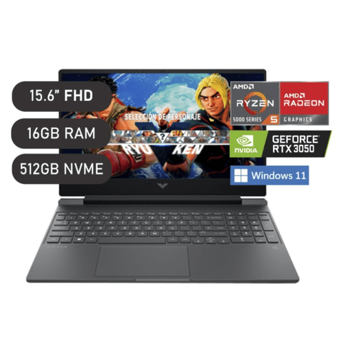 Laptop HP Victus 15-fb0104la 15.6" Ryzen 5 5600H 16GB 512GB SSD NVIDIA GeForce RTX 3050 4GB Windows