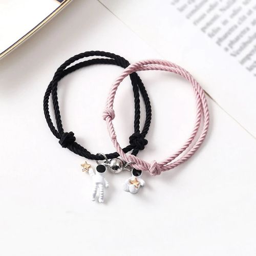 Pulsera doble con imán astronautas para mejores amigos o parejas San Valentin