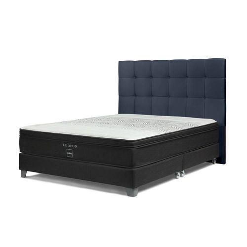 Dormitorio Americano Tempo King + Respaldo Issey + 2 Almohadas Azul